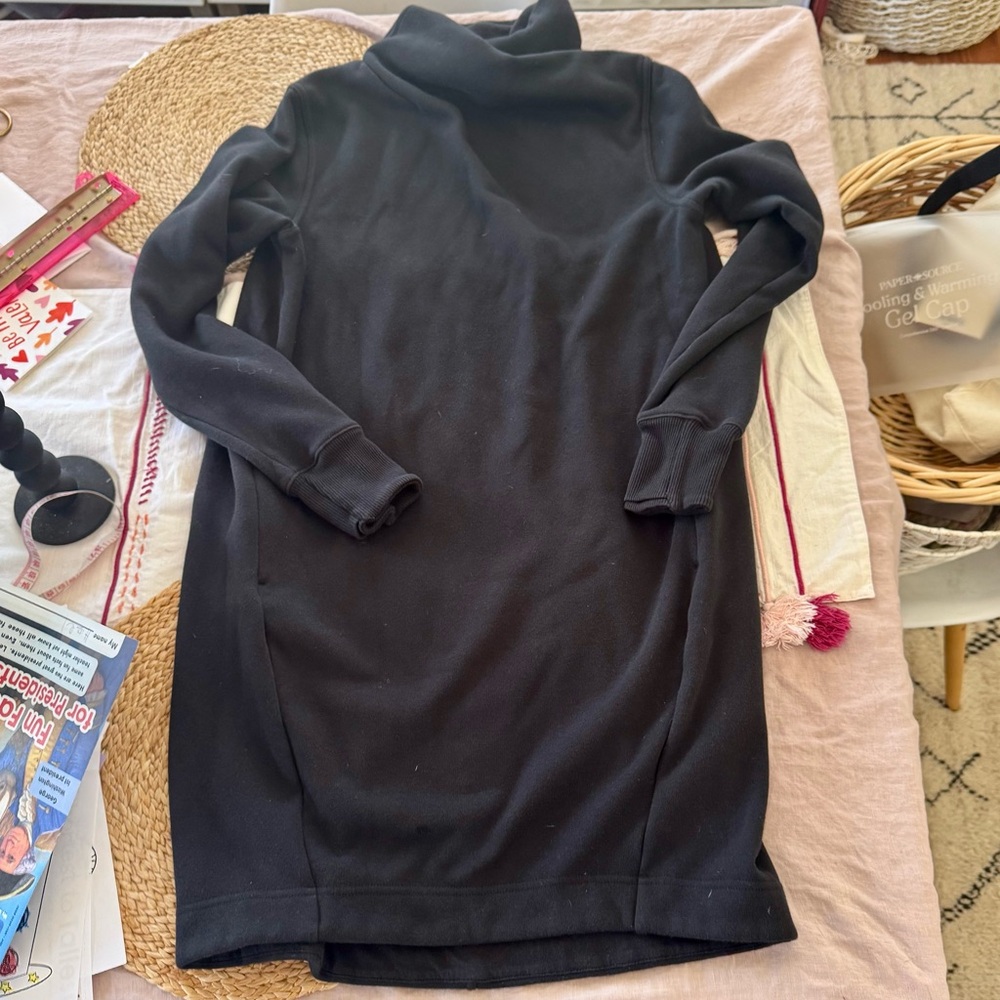 Athleta black Mock Neck Long Sleeve Sweatshirt Dress